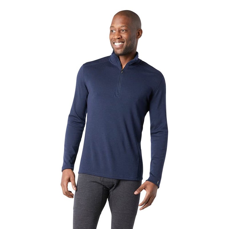 Smartwool Men's Classic Thermal Merino Wool Base Layer â€” Quarter Zip (Slim Fit), Deep Navy, Large